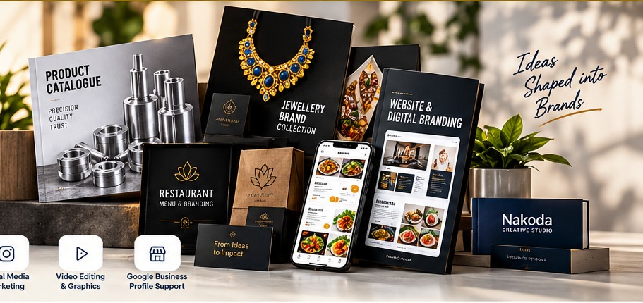 Branding, print and digital creative collage